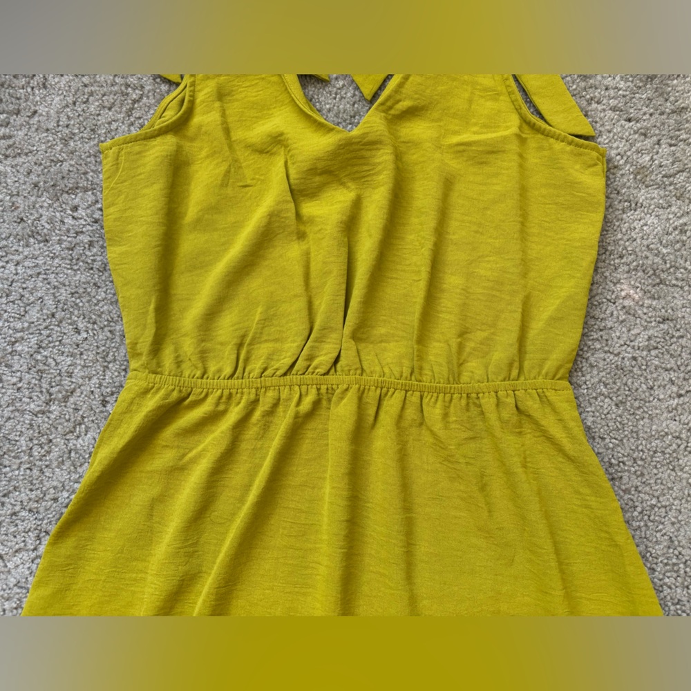 Monteau Los Angeles Tie Strap Mini Dress Size M Chartreuse A Line - Picture 7 of 10